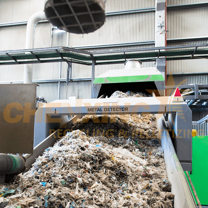 In-Line Metal Detector Integrated with Conveyor - Post-Shredder Safety Checkpoint